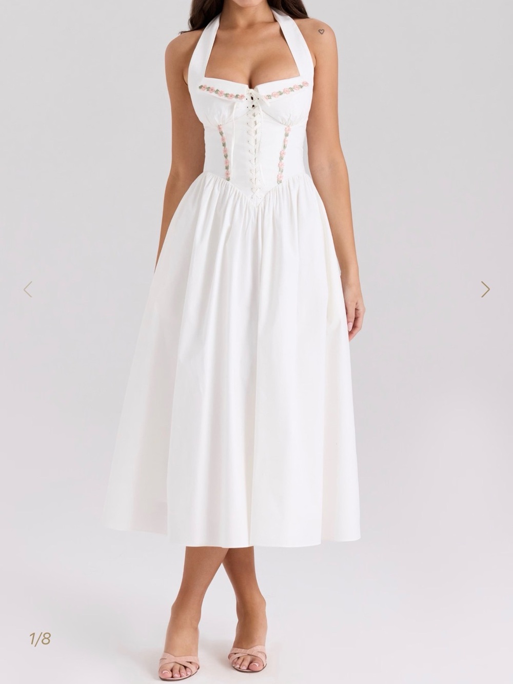 Emilia White Cotton Midi Skirt